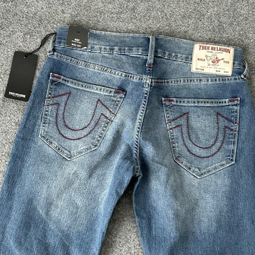 True‎ Religion Ricky Relaxed Straight Jeans Mens 32x34 Blue Medium Denim Wash